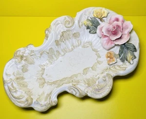 Vintage Italy Capodimonte Hand Painted Floral Porcelain Mid Century Dish - Picture 1 of 6