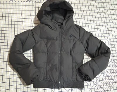 Abercrombie Kids Hooded Down Jacket Size Large Gray Puffer Coat Youth - Image 1 of 4
