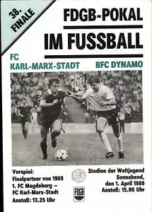 FDGB-Pokal Finale 88/89 FC Karl-Marx-Stadt - BFC Dynamo, 01.04.1989 in Berlin - Bild 1 von 2