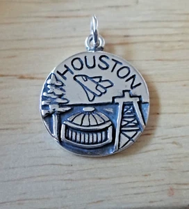16 mm dice Houston The Space City NASA Transbordador Astrodome 3g Plata Esterlina Dije - Imagen 1 de 5