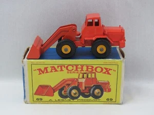 Pala trattore Hatra vintage 1965 Lesney Matchbox #69 arancione con scatola originale - Foto 1 di 12