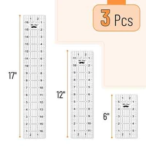 Sewing Ruler, 3Pack, 6", 12" & 17", Acrylic Ruler, Quilting Ruler, Cutting Ruler - Picture 1 of 5