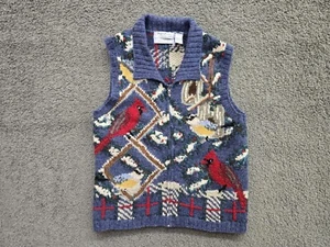 Vintage Northern Isles Sweater Vest Size Medium Hand Knit Wool Cottagecore Bird - Picture 1 of 7