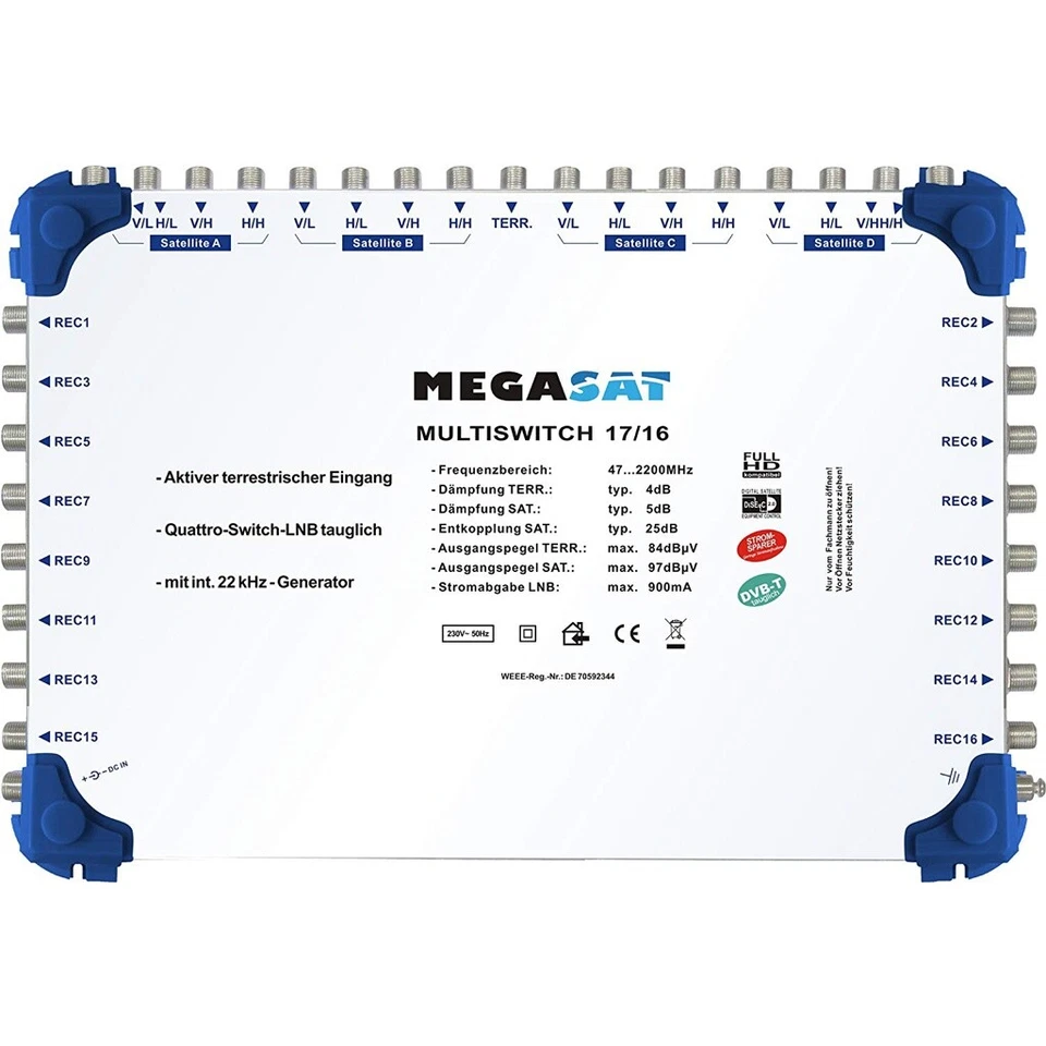 Megasat Multischalter 17/16 Profiline externes Netzteil