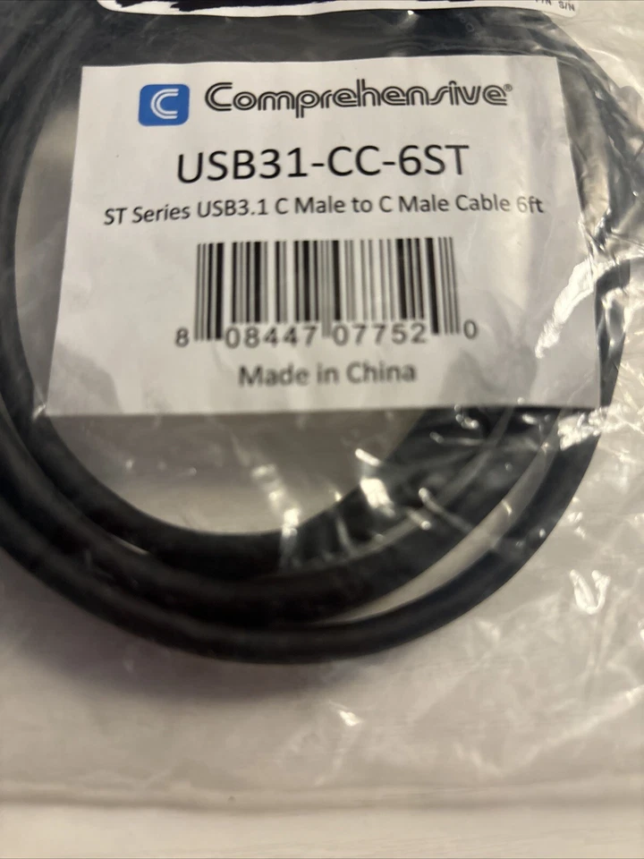 Comprehensive USB31-CC-6ST USB-C 3.1 Male To USB-C 3.1 Male Cable 6ft - Image 1 of 1