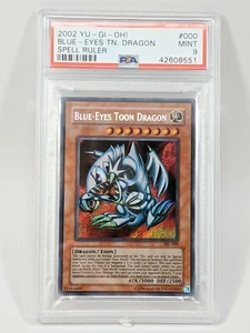 2002 Yu-Gi-Oh Blue Eyes Toon Dragon Spell Ruler SRL-000 Secret Raro Olo PSA 9 - Foto 1 di 6
