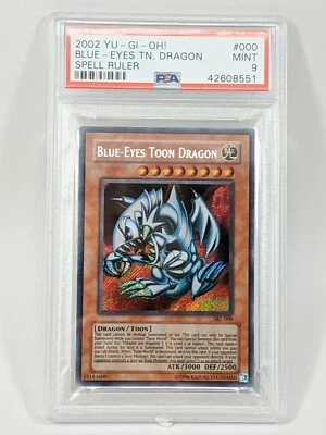 2002 Yu-Gi-Oh Blue Eyes Toon Dragon Spell Ruler SRL-000 Secret Rare Holo PSA 9 - Image 1 of 4