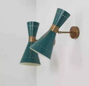 1950's Italian Brass wall sconce diabolo sputnik wall lights set of 2 homedecor - Picture 1 of 6