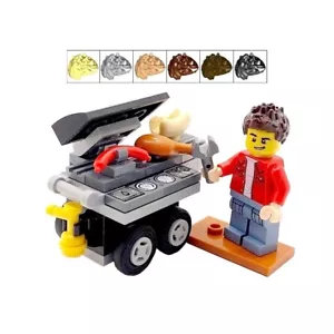 LEGO BBQ Gift Barbecue Grill & Male Minifigure Food Garden Chef Fathers Day - Picture 1 of 6