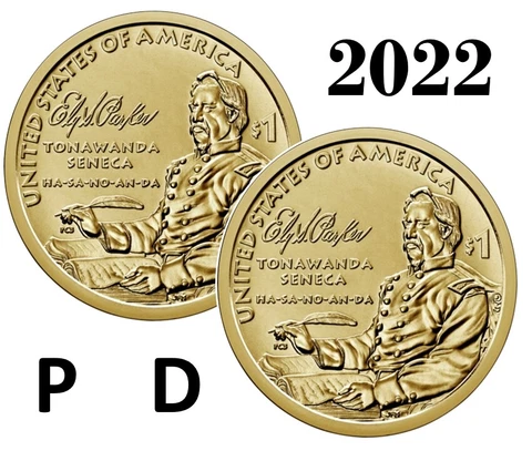 💰 2022 P & D Sacagawea "Ely Samuel Parker" Dollar US - 2 UNC coin set Cover