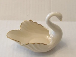 LENOX Cuenco Cisne Porcelana China Vintage 4", Borde Dorado, Cola Abierta - Imagen 1 de 8