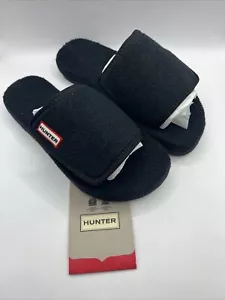 Hunter Black Terry Towelling Sliders Size US 5 NIB - Picture 1 of 13