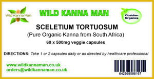 Sceletium Tortuosum (Kanna) 60 X 500mg capsules - 100% Wild Organic Whole plant.