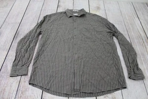 Burma Bibas Modal Polynosic Blend Grey Striped Long Sleeve Button-Up Shirt XL - Picture 1 of 4