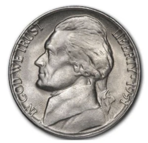 1951-D Jefferson Nickel BU - Brilliant Uncirculated - 75% Copper 25% Nickel - Picture 1 of 2