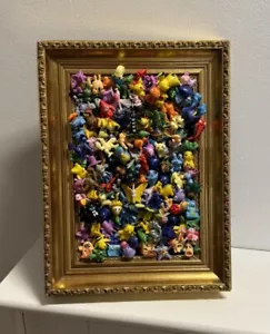 Vintage Gold Frame with Pokemon Action Figures Handmade Art Collectors - Picture 1 of 13