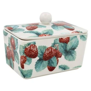 Strawberry Field Butter Dish Porcelain Summer Design Kitchen Table Gift Box - Picture 1 of 1