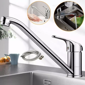 Modern Kitchen Sink Mixer Taps Swivel Spout Single Lever Tap Mono Chrome Faucet - Picture 1 of 21
