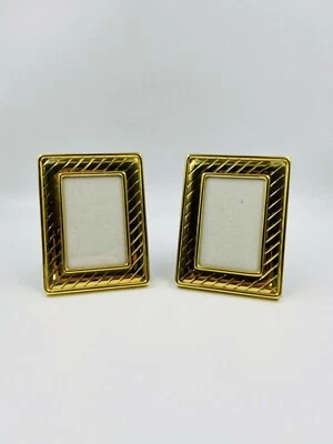 2 Pc. Set- VTG Brass Picture Frames -Velvet Backs - Home Decor/Housewarming Gift - Image 1 of 4