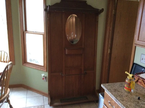 antique German Oak Hall Tree Cover