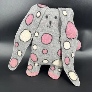 Primitive Folk Art Polka Dot Bunny Easter Rabbit Home Decor Grey Felt Long Ears - Picture 1 of 18