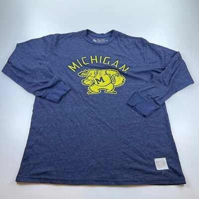 Рубашка Michigan Wolverines взрослая большая синяя с вырезом лодочкой длинным рукавом NCAA - Изображение 1 из 4
