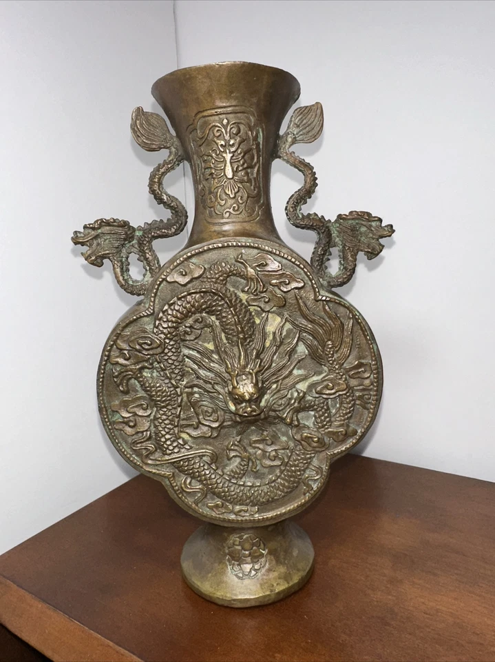 古董 19 世纪日本明治时期青铜雕像花瓶EXTREME D G2U — 第 1/4 张图片