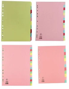 A4 File Dividers Manilla Multicoloured CardBoard Folder Index 5/10/12/15/20 Part - Picture 1 of 6