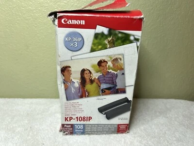 photo printer 3 Ink cartridges And paper packs KP-108P Genuine Canon Selphy - Image 1 of 4