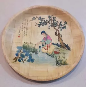Handbemalter Bambus Teller - Geschichte von Hsi-Shih - 11 Zoll - Japanisch Chinesisch - Bild 1 von 8