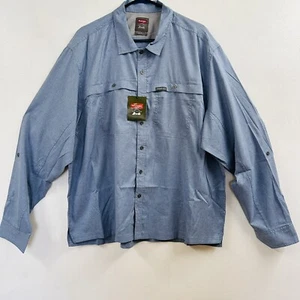 Wrangler Men's 3XL Outdoor Long Sleeves Button Down Shirt Gray Western Vented - Imagen 1 de 13