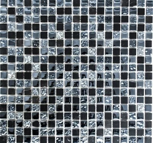 Mosaico Tessere Vetro Pietra Translucent crystal Grigio Nero 92-0302_f |10foglie - Foto 1 di 4