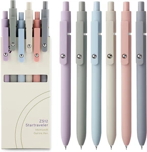 Gel Pens - 6Pcs 0.5Mm Fine Point Smooth Writing, Black Gel Ink Pens for Journali - Picture 1 of 12