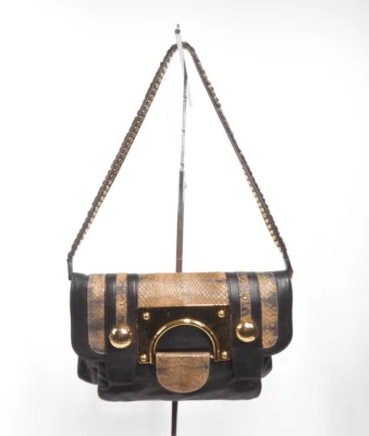 Bolso sin asas Diane Von Furstenberg Marlene de metal serpiente negro dorado marrón Foto 1 de 4
