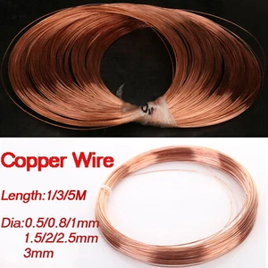 1/3/5 Meter Reines Kupfer Blanker Draht T2 Cu Rund Massive Linie Wählen Sie Durchmesser 0,5 mm-3 mm - Bild 1 von 6