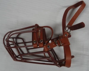 Dog Muzzle PitBull AmStuff Adjustable Metal Wire Basket with Soft Leather Straps - Picture 1 of 7