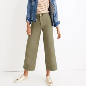 Madewell Emmett Pants wide-leg crop womens Green (size 29) contemporary granola - Picture 1 of 9