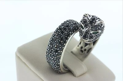 Anillo envolvente pantera diamante negro oro blanco 14K SONIA BITTON - 5,42 quilates TCW - talla 10 Foto 1 de 4
