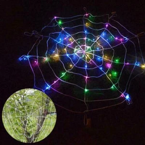 Halloween Props LED Spider Web Party Light Up Cobweb Lighting Outdoor Decor - Picture 1 of 6