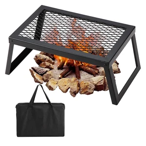 18" Portable Folding Campfire Grill High-Temp Steel Mesh Grate w/ Bag for Campin - Picture 1 of 12