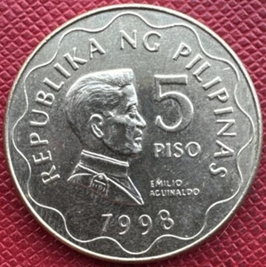 Philippines 1998 Nickel-Brass 5 Piso. High Grade. KM# 272 - Picture 1 of 2