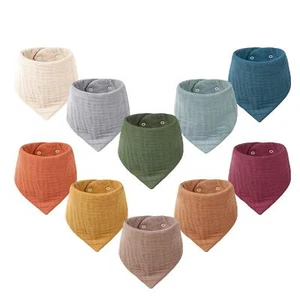 Konssy Muslin Baby Bibs 10 Pack Baby Bandana Drool Bibs 100% Cotton For Unisex - Picture 1 of 7