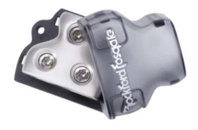 Rockford 1/0 to 4AWG Input 4 to 8AWG Output Solid Brass Distribution Block RFD4 - Image 1 of 4