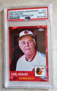 ๐ฅ2022 Topps Chrome Plat #311 Earl Weaver /100 Red Atomic Refractor PSA 10 Pop 1 - Picture 1 of 4