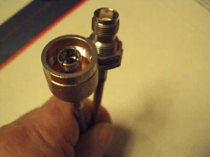 Coax patch jumper cable; N male to TNC female bulkhead, 3ft RG-400/U - Imagen 1 de 2