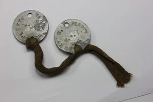 Prima guerra mondiale U.S.A. Dog Tags of Harry con disco n. 2019555 on cavo originale - Foto 1 di 4