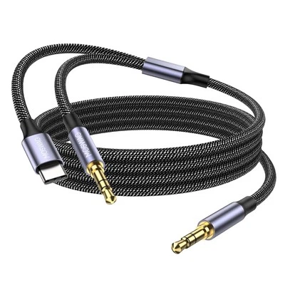 MOSWAG 2in1 3,5mm auf 3,5mm Aux Kabel 1m Aux Audio Klinkenkabel mit USB C zu - Bild 1 von 4