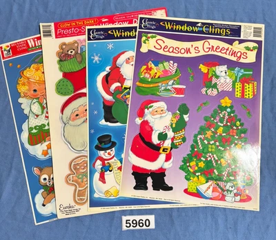 De colección Se adhiere ventana decoraciones de Navidad árbol de Papá Noel regalos pan de jengibre ángel Foto 1 de 4