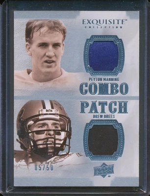 2010 UD Exquisite PEYTON MANNING/DREW BREES Game Used COMBO Patch #05/50 Vols - Image 1 of 3