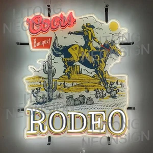 Coors Dodeo Beer 24" Vivid LED Neon Sign Beer Bar Pub Cave Wall  With Dimmer - Picture 1 of 8
